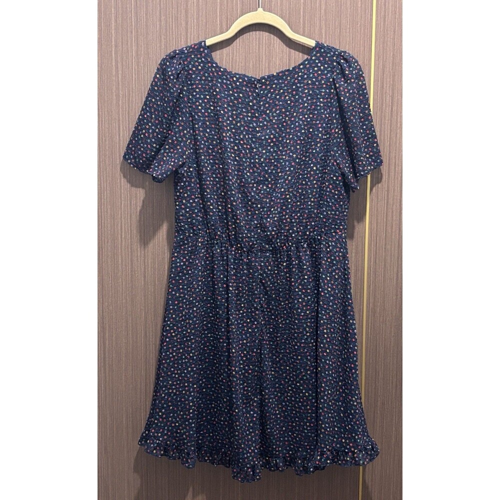 Madewell Dress Size 6 Blue Polka Dot Mini Ruffle Hem - Picture 10 of 12